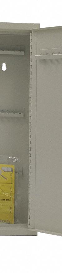 Key Box: 64 Key Capacity, Single Key Lock, Steel, Beige, 17 in Ht, 13 in Wd, 3 1/4 in Dp, Wall Mount (MPN 49UV34). Key specifications — Brand: APPROVED VENDOR; Finish: Powder Coated; Includes Key Tags: Includes Key Tags; Includes Mounting Hardware: Mounting Hardware Included; Color: Beige; Mounting Location: Wall; Material: Steel.