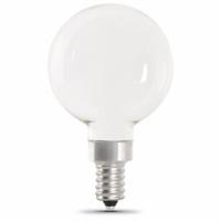 FEIT ELECTRIC Compact LED Bulb: Candelabra Screw (E12), LED, (G) Globe, G16-1/2, 5.5 W Watt, 5000K (MPN BPG1660W950CAFIL2/RP). Key specifications — Bulb Shape: G16-1/2; Voltage: 120V AC; Bulb Finish: Frosted; Color Temperature: 5000K; Brand: FEIT ELECTRIC.