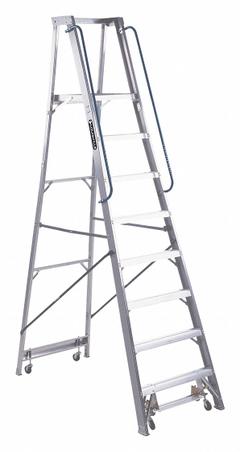 LOUISVILLE LADDER Platform Stepladder: 8 ft Ladder Size, Aluminum, 300 lb Load Capacity, 68 lb Wt (MPN AP5008). Key specifications — Brand: LOUISVILLE LADDER; Included Features: Casters.