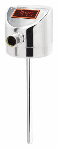IFM Sanitary Temperature Transmitter: 6 mm clamp fitting 6mm diameter, 0 to 300 Degrees F (MPN TD2233). Key specifications — Output: 4 to 20mA DC; Brand: IFM; Power Required: 18 to 32V DC; Sensing Element Type: Pt1000 RTD; Series: TD; Temperature Accuracy: ±0.54°F, 0.1%; Temperature Range: 0 °F to 300 °F; Process Connection: 6 mm clamp fitting 6mm diameter.