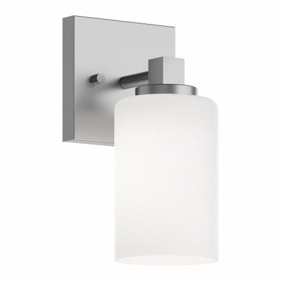 AFX INC. Decorative Sconce: Satin Nickel, 60 W Fixture Watt, 120V AC, Dimmable, 4 3/4 in Lg - Leo Wall Sconces