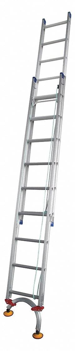 TIVOLI Extension Ladder: 20 ft Ladder Size, Aluminum, 300 lb Load Capacity, 36 lb Wt, 2 Sections (MPN PROX20). Key specifications — Color: Silver; Brand: TIVOLI; Included Features: Leg Levelers; Removable Fly: Fixed.
