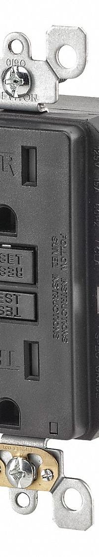 LEVITON GFI Receptacle: Decorator Duplex, 5-15, Black, GFCI, 125V AC, 15 A, 2 Pole / 3 Wire (MPN GFTR1-E)
