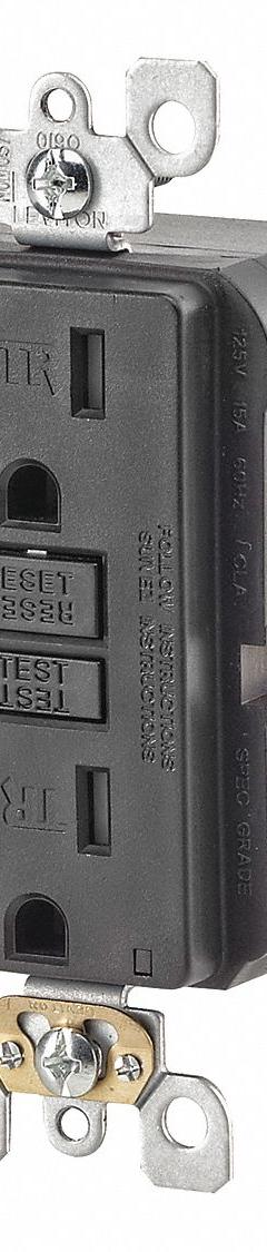LEVITON GFI Receptacle: Decorator Duplex, 5-15, Black, GFCI, 125V AC, 15 A, 2 Pole / 3 Wire (MPN GFTR1-E)