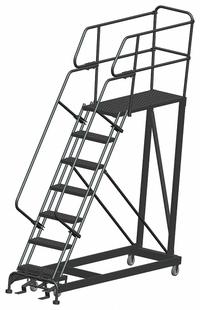 BALLYMORE Mobile Work Platform: 5.8 ft Platform Ht - Max, 24 in x 48 in, Steel, 800 lb Load Capacity (MPN SEP7-2448). Key specifications — Folding: Not Foldable; Mobility: Rolling; Brand: BALLYMORE; Color: Gray; Height Adjustability: Fixed Height; Includes Handrails: Handrails Included; Locking Mechanism: Foot-Activated Step Lock; Handrails: Includes Handrails.