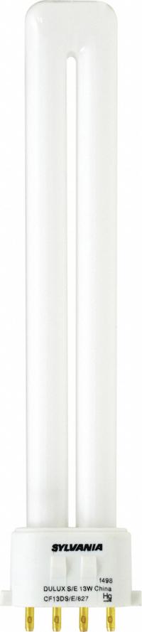 LEDVANCE/ SYLVANIA Compact Fluorescent Bulb: 4-Pin (2GX7), T4, Fluorescent, 2700K, 13 W Watt (MPN 20314). Key specifications — Brand: LEDVANCE/ SYLVANIA; Bulb Designation: CF13DS/E/827; Dimmable: Yes; Color Temperature: 2700K.