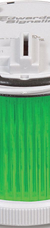 EDWARDS SIGNALING Tower Light Module: Flashing/Steady, 120V AC, Green, 70 mm Overall Dia, 200 Class (MPN 270LEDMG120A). Key specifications — Brand: EDWARDS SIGNALING; Compatible with Series: 200 Class; Lens Color: Green; Operating Voltage: 120V AC; Manufacturer Part Number: 270LEDMG120A.