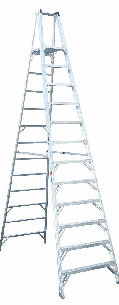 WERNER Platform Stepladder: 12 ft Ladder Size - Lightweight Aluminum Platform Stepladders