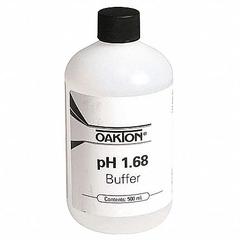 OAKTON Buffer - pH 1.68: ACS, 500 mL Volume, Liquid, pH 1.68, Plastic, Bottle, Solution, 00654-01, 1. Key specifications — Brand: OAKTON; CAS Number: 7732-18-5; Chemical Family Type: Solution; Chemical Grade: ACS; Concentration: pH 1.68; Container Material: Plastic; Container Type: Bottle; Form: Liquid.