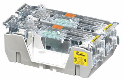 BUSSMANN Fuse Block: Open Block Design, 2 Pole, 250 V AC, Box Lug - Fuse Blocks for UL Class RK1 & RK5 Fuses