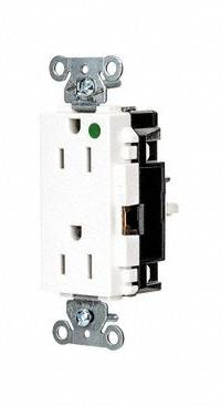 HUBBELL Receptacle: Hospital Grade, Decorator Duplex, 5-15R, White, 125V AC, 15 A, 2 Pole / 3 Wire (MPN HBL2172STW)