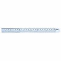 INSIZE Steel Rule: 7110-500, 20 in / 500 mm, 0.05 in Thick, Black, Rigid, Etched Graduation Mark. Key specifications — attr939978: 1/16 in; attr944136: Pouch; attr934745: INSIZE; attr944504: Outside Read; attr944508: Horizontal; attr939993: Decimal; attr986193: Etched.