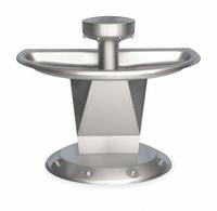 BRADLEY Wash Fountain: Silver, Stainless Steel, Semi-Circular, 54 in Overall Wd, 4 Stations, Sentry (MPN S93-632). Key specifications — Bowl Shape: Semi-Circular; Drain Type: Central Rising, Supplied from Above; Color: Silver; Brand: BRADLEY; Series: Sentry; Sink Material: Stainless Steel; ADA Compliant: Not ADA Compliant.