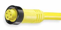 Cordset: 7/8"-16 Female Straight x Bare Wire, 4 Pins, Yellow, PVC, 6 ft Cable Lg, 16 AWG Wire Size (MPN 104000A01F060). Key specifications — Cable Jacket Color: Yellow; NEMA Rating: 6P; Cable Jacket Material: PVC; IP Rating: IP68; Wire Size: 16 AWG; Brand: BRAD HARRISON.