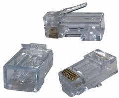 TRIPLETT Pass Thru Modular Plug: Connector RJ45, Solid, 3/5/5e Cable Category, Pass-Through, 100 (MPN CAT5-HSPJAR). Key specifications — Brand: TRIPLETT; Color: Clear; Compatible Cable Shape: Round; Compatible Number of Fibers: Simplex; Compatible Wire Solid/Stranded: Solid; _Pack Size: 100pk.