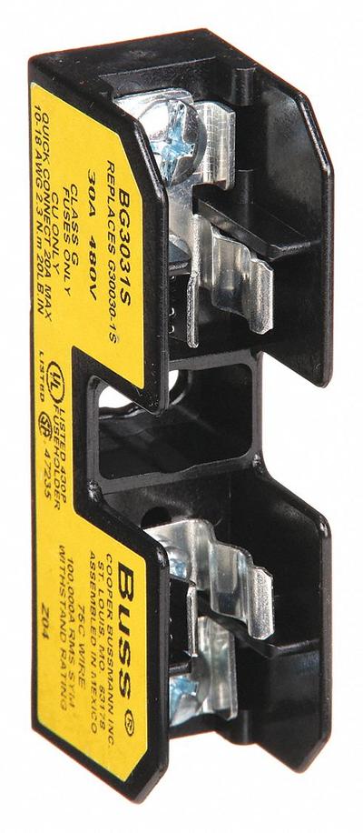 BUSSMANN Fuse Block: Open Block Design, 1 Pole, 480 V AC, Quick Connect/Screw - Fuse Blocks for UL Class G Fuses