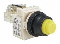 SCHNEIDER ELECTRIC Pilot Light: 30 mm Panel Mounting Size, Yellow, LED, 9001SK Series (MPN 9001SKT38LYY31). Key specifications — Series: 9001SK; Brand: SCHNEIDER; Includes Push-To-Test: Push-To-Test Included.