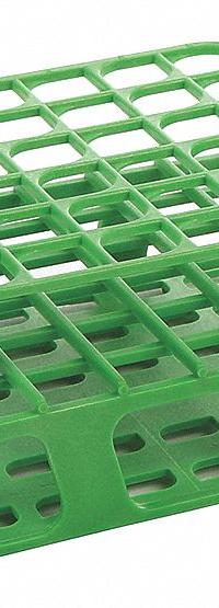 Tube Rack: 2 3/8 in Overall Wd, 4 in Overall Ht, 4 in Overall Lg, POM, Green, (36) Wells, Benchtop (MPN HS27501C). Key specifications — Material: POM; Mounting Location: Benchtop; Color: Green; Product Type: Test Tube Rack; Total Holding Capacity: (36) Wells; Brand: HEATHROW SCIENTIFIC.