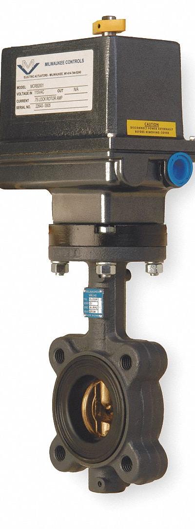 MILWAUKEE VALVE Butterfly Valve: For Gas/Oil/Water Media - Ductile Iron General-Service Electric Butterfly Valves