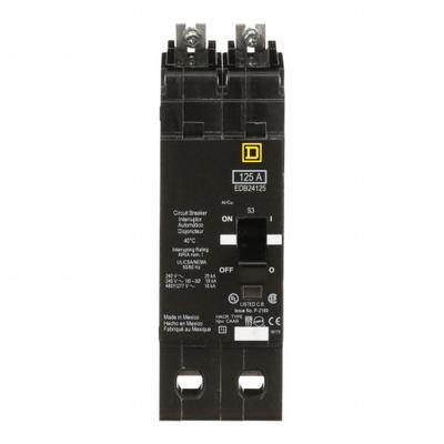 SQUARE D Miniature Circuit Breaker: 125 A, 277/480V AC, Single Phase, 18kA at 277/480V AC - EDB & EGB Series, Bolt-On Square D Miniature Circuit Breakers