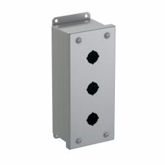 HAMMOND Push Button Enclosure: 22mm, 3 Holes, Carbon Steel, NEMA 12/13 (MPN 1435MC). Key specifications — Brand: HAMMOND; Environments & Applications: Oil-Tight and Dust-Tight.