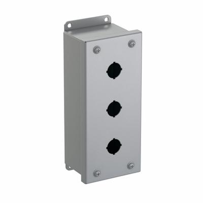 HAMMOND Push Button Enclosure: 22mm, 3 Holes, Carbon Steel - Enclosures for 22mm Operators