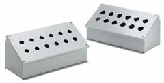 HOFFMAN Push Button Enclosure: 30mm, 8 Holes, Carbon Steel, NEMA 12 (MPN E8PBA). Key specifications — attr211299: HOFFMAN; attr1043605: Indoor Dust & Water Droplets.