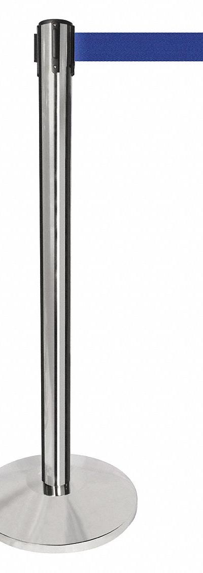 QUEUEWAY Barrier Post with Belt: Blue - Solid-Color Retractable Belt Post Barriers