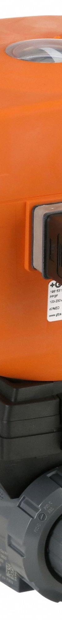 GF PIPING SYSTEMS Electrically Actuated Two-Way Ball Valve: 1 in, PVC, 100 to 230V AC, Straight (MPN 199107205). Key specifications — Actuator Features: Manual Override; Brand: GF PIPING SYSTEMS.