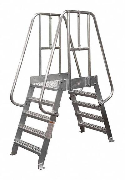 COTTERMAN Crossover Bridge: 2.7 ft Platform Ht, Aluminum, 500 lb Load Capacity - Space Saving Crossover Bridges