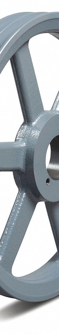 APPROVED VENDOR V-Belt Pulley: 2BK130, 2 Groove, 12.75 in OD, Bushed Bore, H/QT, Cast Iron. Key specifications — Pulley Industry Number: 2BK130; Pitch Diameter: 12.4 in (5L, B); For Belt Section (broad, with similar types): 5L, B, or BX.