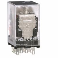 SCHNEIDER General Purpose Relay: Socket Mounted, 3 A Current Rating, 24V DC, 4PDT, 14 Pins/Terminals (MPN 792XDX3C-24D). Key specifications — Brand: SCHNEIDER; Base Type: Square; Mounting Style: Plug-In; Electrical Connection: Faston Connector; Manufacturer Part Number: 792XDX3C-24D; Operating Current: 3 A at 30V DC (Conforming to UL); Series: 792 Series.