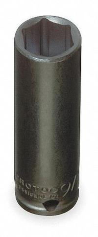 PROTO Impact Socket: 3/8 in Drive Size, SAE, 1/4 in Socket Size, 6-Point, Deep, 2 3/4 in Overall Lg (MPN J7708H). Key specifications — attr1215501: PROTO; attr1215515: Black Oxide; attr1215518: 1/4 in.