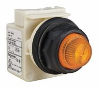 SCHNEIDER ELECTRIC Pilot Light: 30 mm Panel Mounting Size, Amber, Incandescent, 9001SK Series (MPN 9001SKP35A31). Key specifications — Series: 9001SK; Brand: SCHNEIDER; Includes Push-To-Test: No Push-To-Test Included.