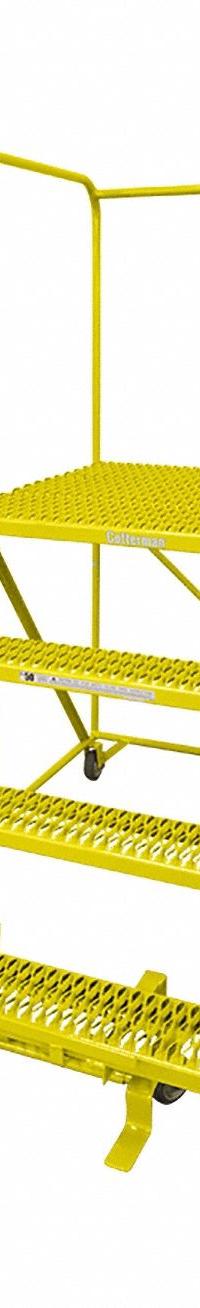 COTTERMAN Work Platform: 3.3 ft Platform Ht - Max, 36 in x 48 in, Steel, 800 lb Load Capacity (MPN 4WP3648RA3B4B8AC2P6). Key specifications — Folding: Not Foldable; Mobility: Rolling; Components Included: Rubber Foot Pads; Use Location: Indoor; Brand: COTTERMAN; Color: Yellow; Height Adjustability: Fixed Height; Includes Handrails: Handrails Not Included.