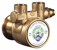 FLUID-O-TECH Rotary Vane Pump: Direct Drive, Low-Lead Brass Body, 3/8" NPT, 40 gph Max. Flow (MPN PA 101). Key specifications — Vane Material: Carbon; NSF 169 Listed: Yes; Relief Valve Type Included: Standard; Brand: FLUID-O-TECH; Strainer: Not Included; Ports: 3/8" NPT; Relief Valve Type: Standard.