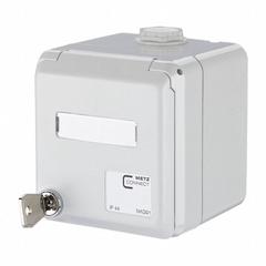METZ CONNECT Keystone Housing: Surface, 180° Mounting Angle, 2 Ports, Unequipped (MPN 1309460003KI). Key specifications — Includes Connector: Unequipped; Mounting Type: Surface; Product Type: Wall Outlet; Connector Color: Gray.