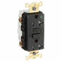 HUBBELL GFCI Receptacle: Hospital Grade, Duplex, 5-20R, Black, GFCI, 125V AC, 20 A, 2 Pole / 3 Wire (MPN GFRTW83BLK)