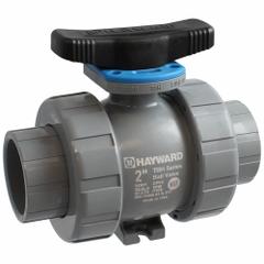 HAYWARD FLOW CONTROL Manual Two-Way Ball Valve: 2 1/2 in, PVC, Straight, 235 psi Max. Pressure (CWP) (MPN TBH1250A0TV0Z00). Key specifications — Brand: HAYWARD FLOW CONTROL; Handle: Locking Tee.