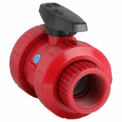 CHEMTROL Manual Two-Way Ball Valve: 1 1/2 in, PVDF, Straight, FNPT x FNPT, Full Port Ball Port (MPN T65TB-V 11/2). Key specifications — Brand: CHEMTROL; Handle: Lever.