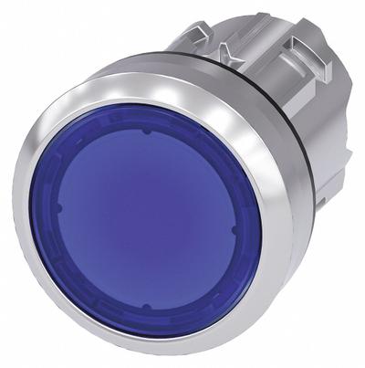 Siemens Flush Push Button: Amber, 22 mm Mounting Size, Metallic - Illuminated Flush-Mount Push-Button Operators