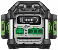 EGO Device Charging Station: 2,000 W Rated Watt, 3,000 W Surge Watt, 3 AC Receptacles, 4 Batteries (MPN PST3041). Key specifications — attr991739: No; attr991725: No.