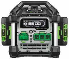 EGO Device Charging Station: 2,000 W Rated Watt, 3,000 W Surge Watt, 3 AC Receptacles, 4 Batteries (MPN PST3041). Key specifications — attr991739: No; attr991725: No.