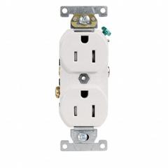 LEVITON Tamper-Resistant Duplex Receptacle: Duplex, 5-15, 125V AC, 15 A, 2 Pole / 3 Wire (MPN TBR15-WCP)