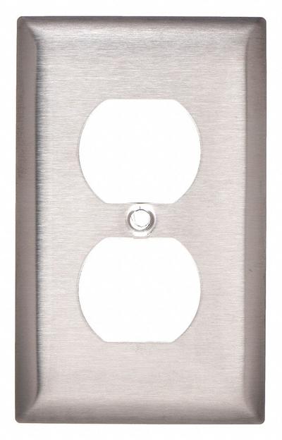 HUBBELL Wall Plate: Duplex Outlet, 1 Gang, Silver - General Purpose Wall Plates