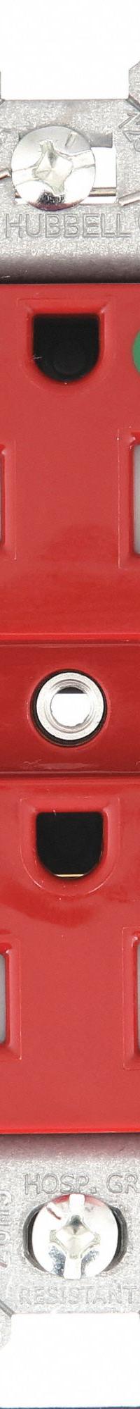 HUBBELL Receptacle: Hospital Grade Fed. Spec., Duplex, 5-20R, Red, 125V AC, 20 A, 2 Pole / 3 Wire (MPN SNAP8300RTRA)