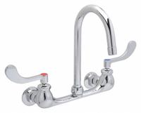 ZURN Gooseneck Kitchen/Bathroom Faucet: Wall, Widespread, Cast Brass, Chrome, 2.2 gpm Flow Rate (MPN Z842B4-XL). Key specifications — Color/Finish: Chrome; Series: AquaSpec®.