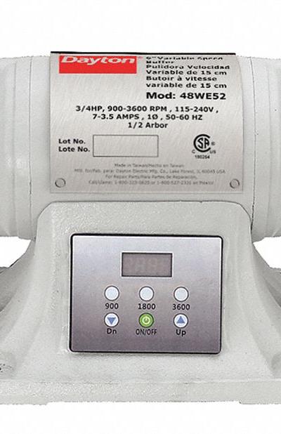Dayton Bench Buffer: Variable Speed, 1/2 hp, 6 in Max Wheel Dia, 3, 600 RPM - Variable-Speed Bench Buffers