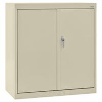 SANDUSKY Shelf Cabinet: 36 in x 24 in x 36 in, Swing Handle & Keyed, 24 ga Panel Thick, Frame, Tan (MPN CA21362436-07). Key specifications — Cabinet Color: Tan; Method of Construction: Welded; Base Type: Frame; Assembled: Assembled; Mobility: Stationary; Adjustable Shelves: (2) Adjustable; Cabinet Finish: Powder Coated; Cabinet Material: Steel.