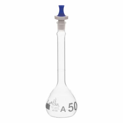 QORPAK Volumetric Flasks: 50 mL, Gray, Round, A, Includes Closure - Glass Volumetric Flasks